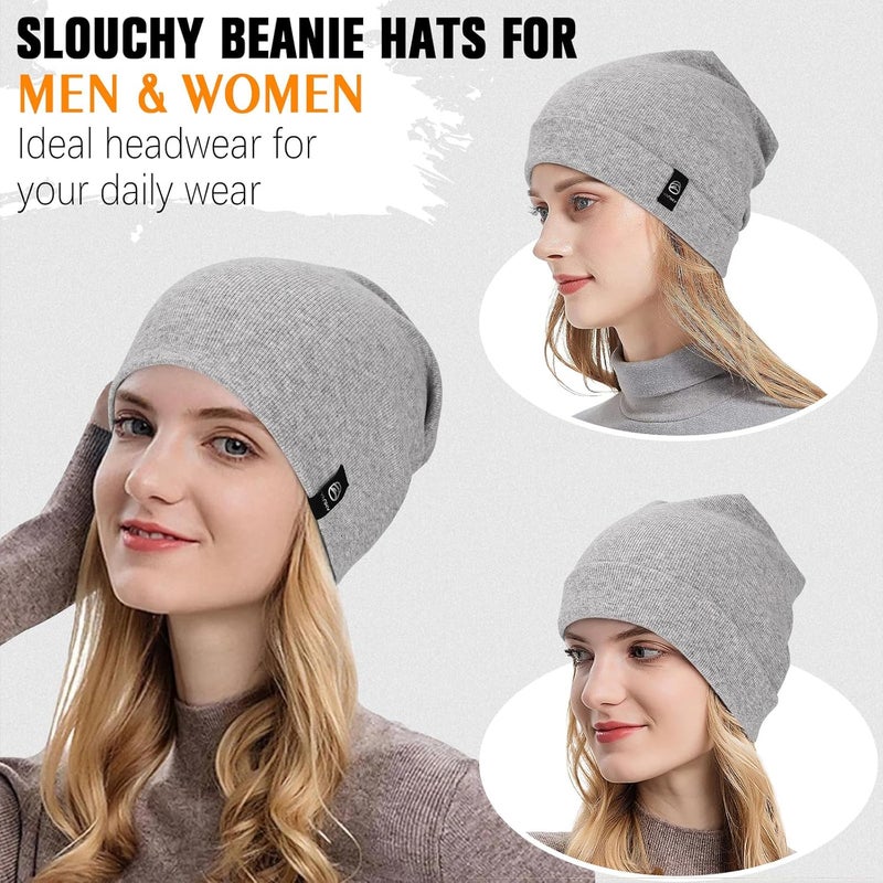 YANIKY Slouchy Beanie for Women, Mens Soft Cotton Beanie Hat, Double Layer Windproof Skull Cap for All Seasons - Image 3